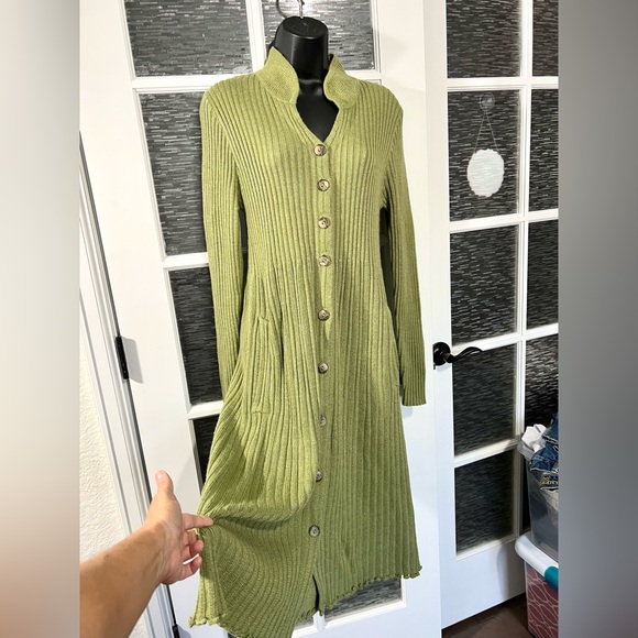 April Cornell Ribbed Button Front Midi Sweater/Dress - Picture 6 of 7